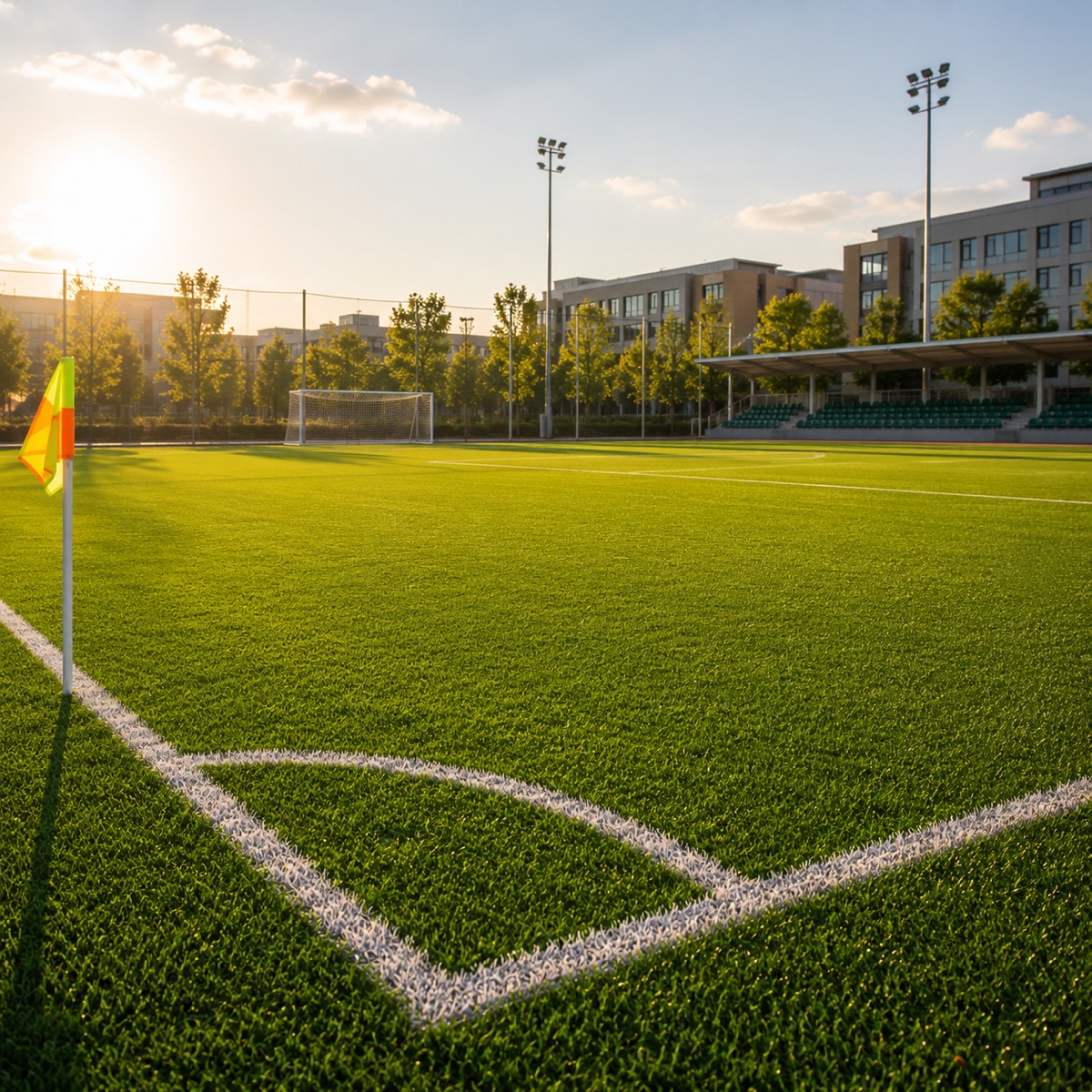 A community sports ground surfaced with synthetic turf